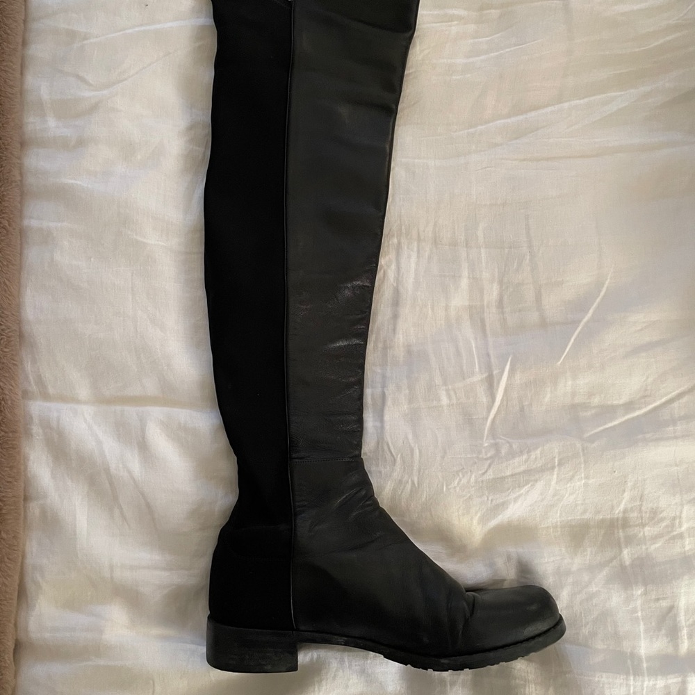 Stuart Weitzman Black Leather Over the Knee Boots - Picture 4 of 6